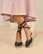 Espadrillas con Zeppa in Pelle Scamosciata  | 