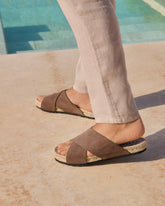 Suede Crossed Bands Sandals - Men's Shoes | 