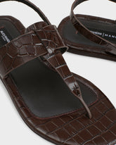 Anne Croco Embossed Leather Thong Sandals | 