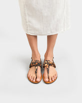 Anne Calf Hair Thong Leather Sandals - Women’s Sandals | 