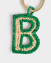 Natural Raffia Letter B Charm Keyring - Keychains & Charms | 