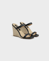 Espadrillas Mule con Zeppa in Pelle  | 