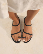 Leather Braid Toe Ring Sandals - Women’s Sandals | 