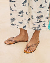 Leather Double Band Flip Flop Sandals - Women’s Sandals | 