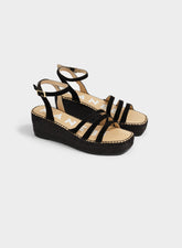 Soft Suede Three Bands Platform Espadrilles | 