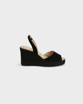 Manebí black soft slingback wedge espadrilles in suede | 
