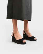 Manebí black soft slingback wedge espadrilles in suede | 