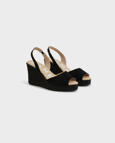 Espadrillas con Zeppa in Suede Morbido con Slingback  | 
