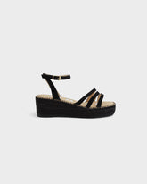 Soft Suede Three Bands Platform Espadrilles - Wedge Espadrilles | 