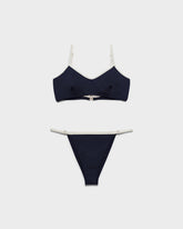 Bikini bordato a triangolo blu navy vintage in Morbida lycra | Manebí | 