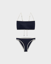 Bikini bordato schiena scoperta bralette blu navy vintage in Morbida lycra | Manebí | 
