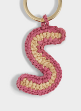 Natural Raffia Letter S Charm Keyring - Keychains & Charms | 