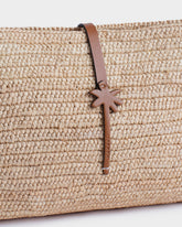 Natural Raffia & Tan Leather Kaia Clutch - Raffia Bags | 