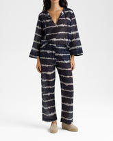Printed Silk Cotton Voile Belem Trousers – Midnight Shibori | Manebí | 