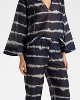 Printed Silk Cotton Voile Belem Trousers - V94BM - Midnight Shibori | 