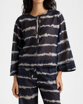 Printed Silk Cotton Voile Aventura Shirt - V94DY - Midnight Shibori | 