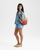 Borsa Basket in Rafia e Pelle  | 