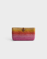Multicolor Raffia & Brown Leather Kaia Clutch - Raffia Bags | 