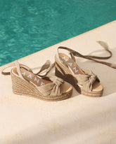 Espadrillas in Morbida Pelle Scamosciata con Zeppa | 