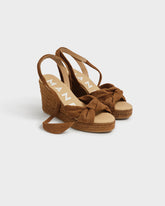 Soft Suede Wedge Espadrilles With Knot - Wedge Espadrilles | 