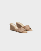 Espadrillas Mule con Zeppa e Fasce Multiple in Pelle  | 
