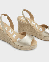 Metallic Leather Slingback Wedge Espadrilles | 