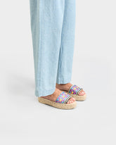 Raffia Pattern Double Sole Slides - Women’s Sandals | 